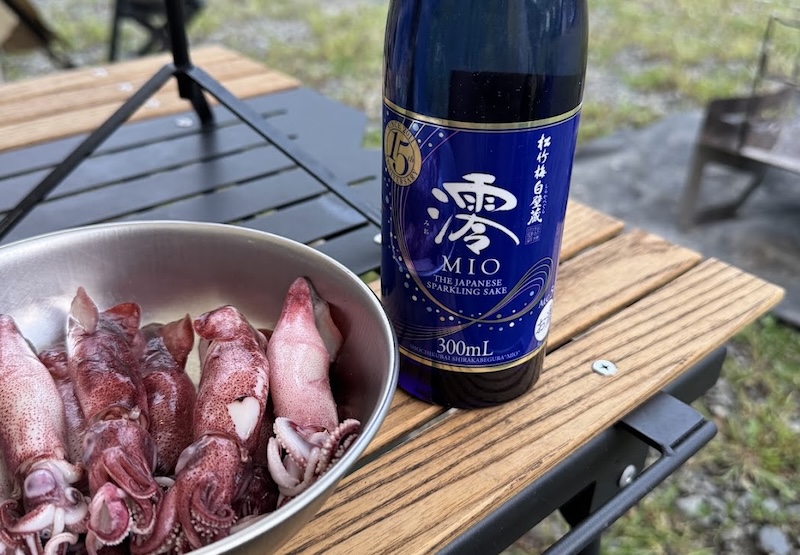 子ヤリイカにスパークリング日本酒「澪」！生姜醤油とバター醤油焼きでためしてみた